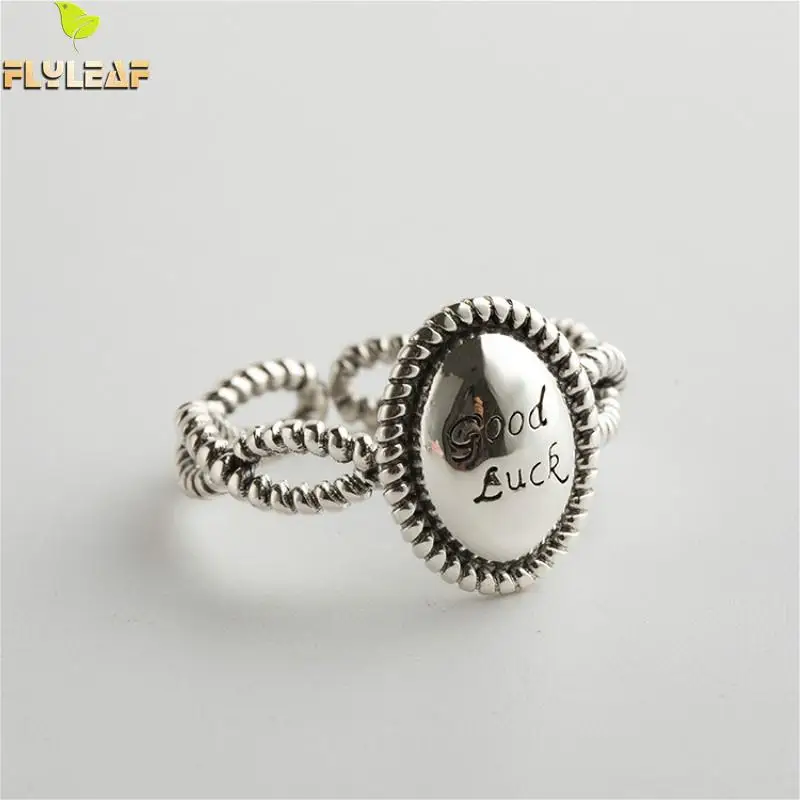 

Flyleaf Twist Winding Oval Letter Good Luck Open Ring 100% 925 Sterling Silver Rings For Women High Quality Fine Jewelry Vintage