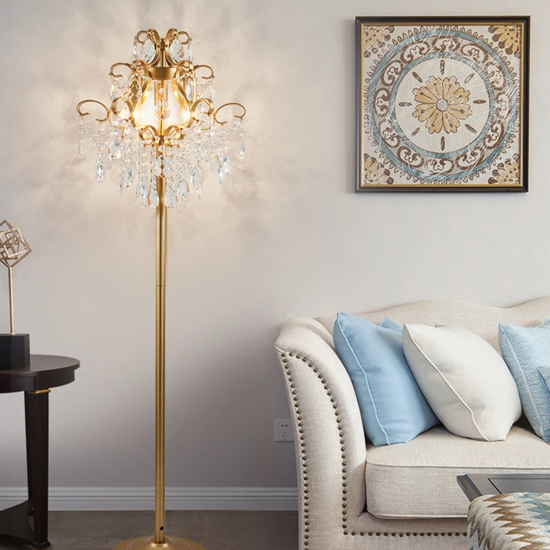 

New Modern Crystal Stand Floor Lamps Simple warm led Floor Lamp For Living Room gold crystal floor lamp standing floor lamp