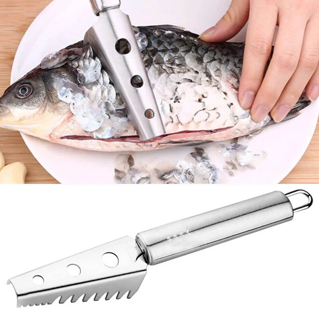 Очиститель рыбьей чешуи из нержавеющей стали, инструмент для скребка, кухонный инструмент для удаления скалера, нож для удаления кожи, быстрая очистка рыбьей кожи, кухонный нож