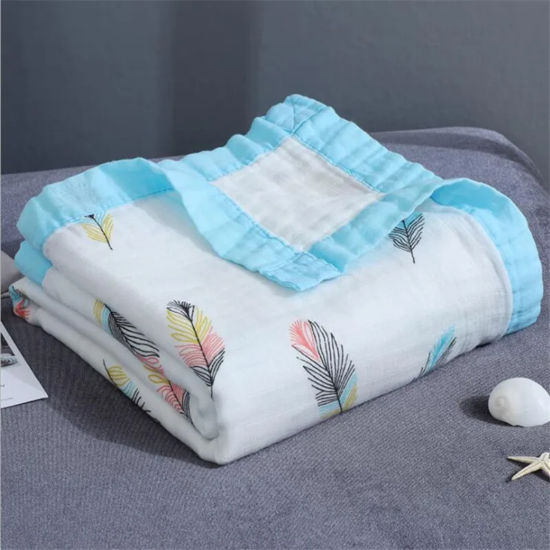 

4 Layers Muslin Baby Swaddle Blanket Bamboo Cotton Infant Stroller Blanket Baby Quilt 110x120cm Muslin Animals Dinosaurs Blanket