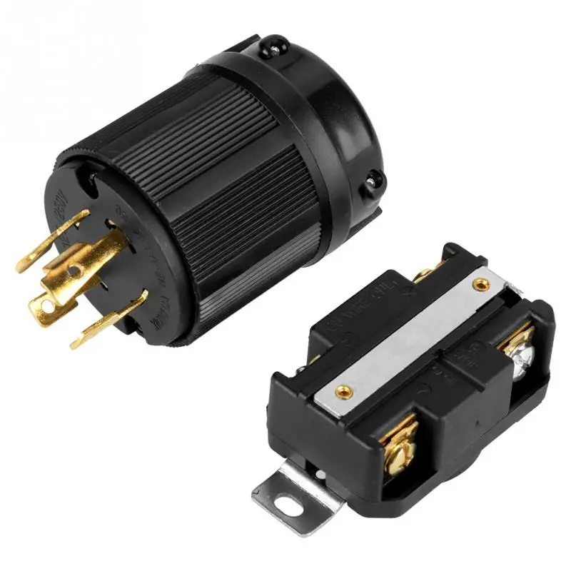 30A 125/250V L14-30  Twist Lock 4 Wire Male Female Generator Plug black 