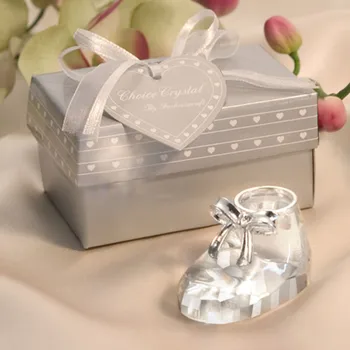 

20pcs/lot Wedding Favors and Gifts Unique Crystal Baby Shoe with Gift Box Baby Shower Girl Boy Party Souvenir and Gifts