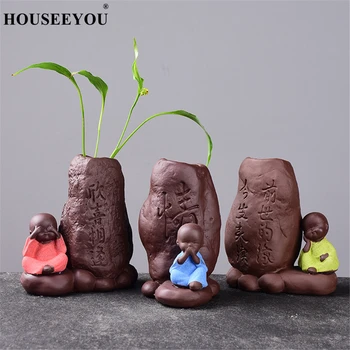

Purple Sand Hydroponic Plant Flower Inserted Pot Vase Flowerpot Home Creative Monk Buddha Zen Tea Room Temple Office Decorations