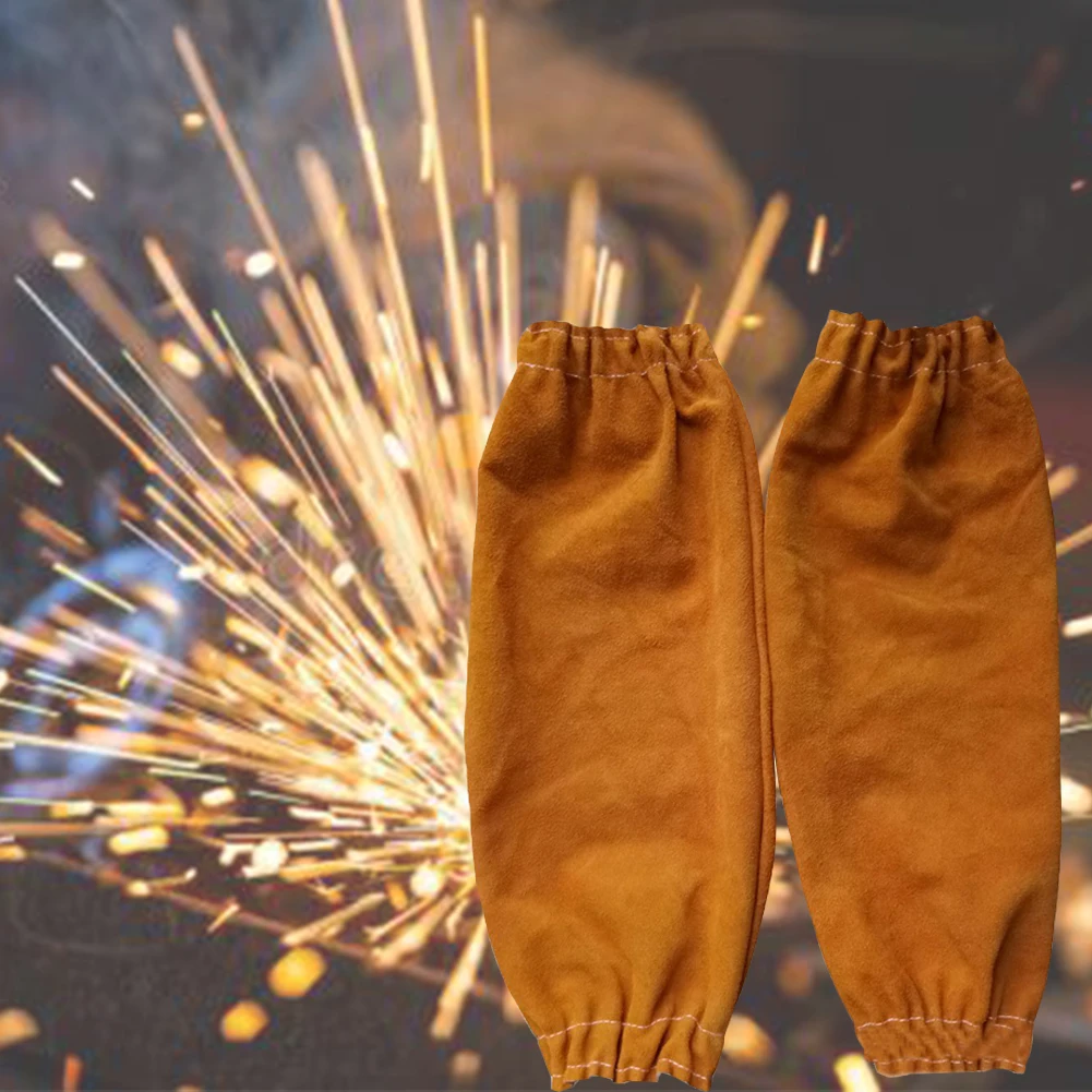 

1 Pair Tool Protective 48cm Heat Resistant Welding Sleeve Flame Retardant Leather Gardening Safe Multifunction Elastic Cuff