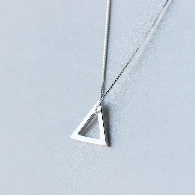 По-настоящему. 925 пробы серебряные ювелирные изделия открытые треугольные подвески/ожерелье геометрические ювелирные изделия стерлингового серебра-ювелирные изделия GTLX665