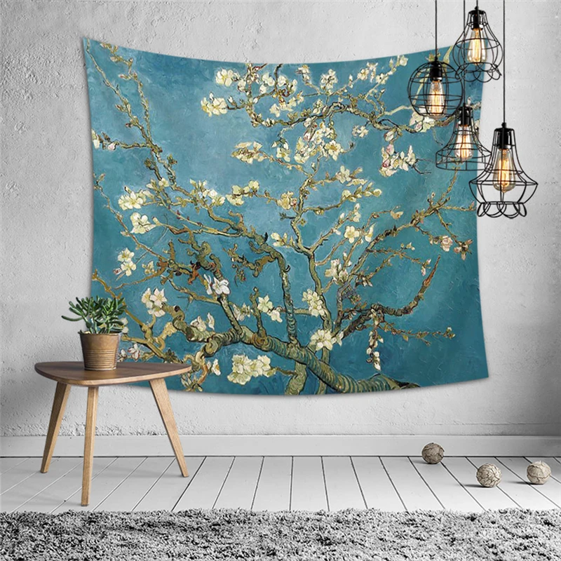 

Polyester Tapestry Wall Hanging Wall Cloth Flowers Tapestries Modern Printed Yoga Mat Thin Carpet Home Decoration Accessories