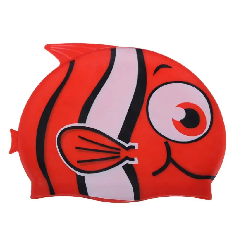 Новая детская мультяшная силиконовая шапочка для купания для дайвинга, водонепроницаемая шапочка для плавания для детей, для девочек и мальчиков, шапочка для купания с рисунком рыбки и акулы - Цвет: Red 1