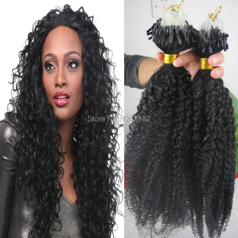 7A Unprocessed Brazilian Kinky Curly Micro Loop Hair 100g 100S Natural