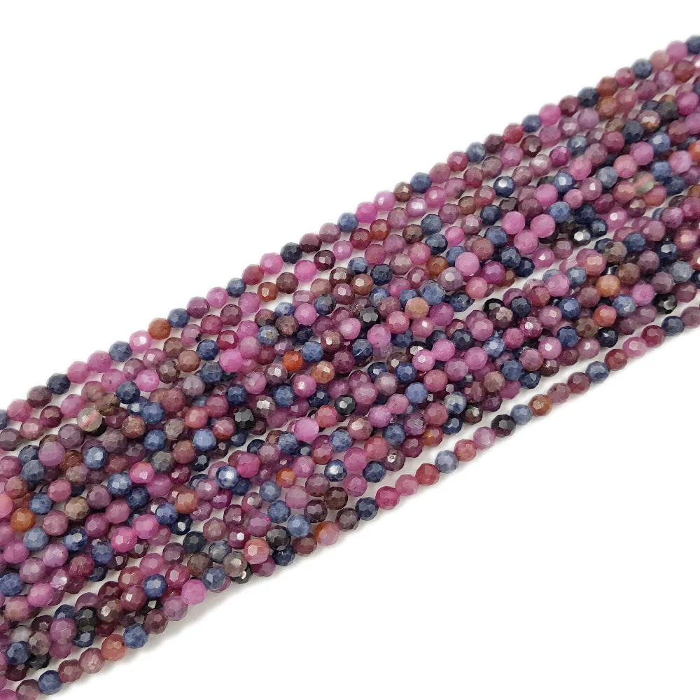 

Lii Ji 20cm Natural Ruby Sapphire Round Shape Faceted beads Approx 4mm DIY Jewelry Making