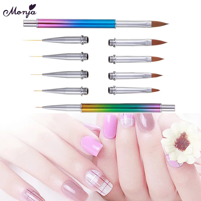 5 головок улыбка в форме полумесяца Акрил французский Nail Art Brush Set UV гель для ногтей градиент Цвет советы 3D DIY живопись чертежный вкладыш ручка