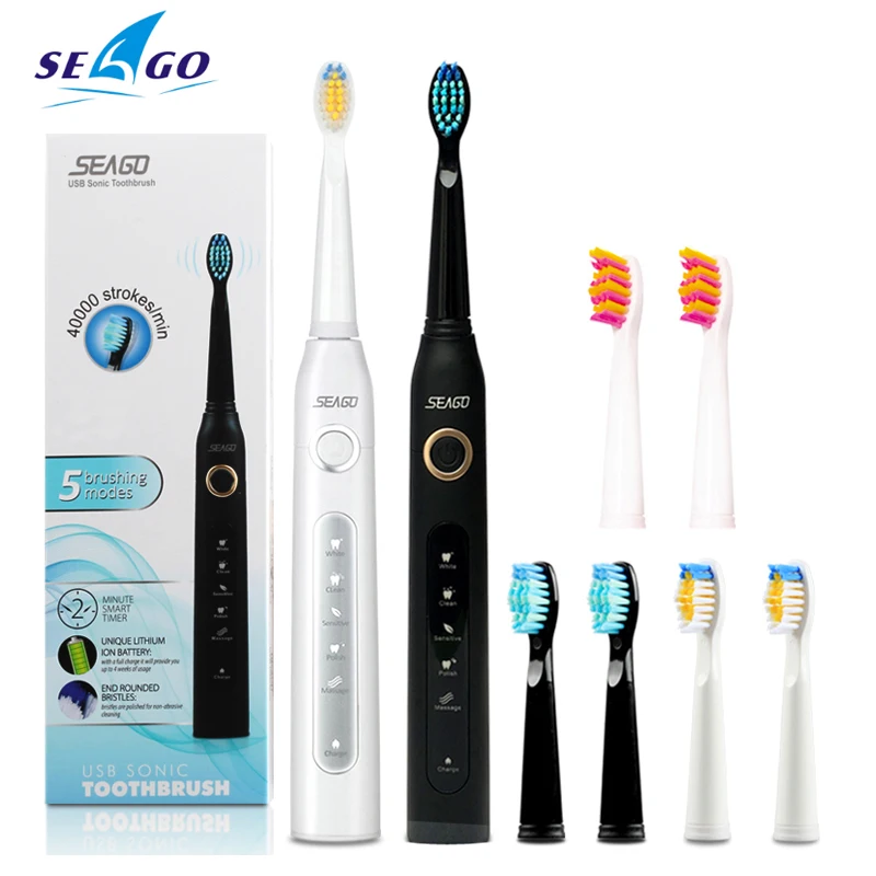 

Seago SG507B Sonic Electric Toothbrushes Automatic Upgraded Adult Timer Brush USB Rechargeable Electric Tooth Brush Waterproof