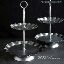 Винтажные серебряные подставки для пирога для ресторана свадебный день рождения набор для домашней вечеринки еда подстава для пирожных 2/3 ярусный торт стеллажи для поддонов