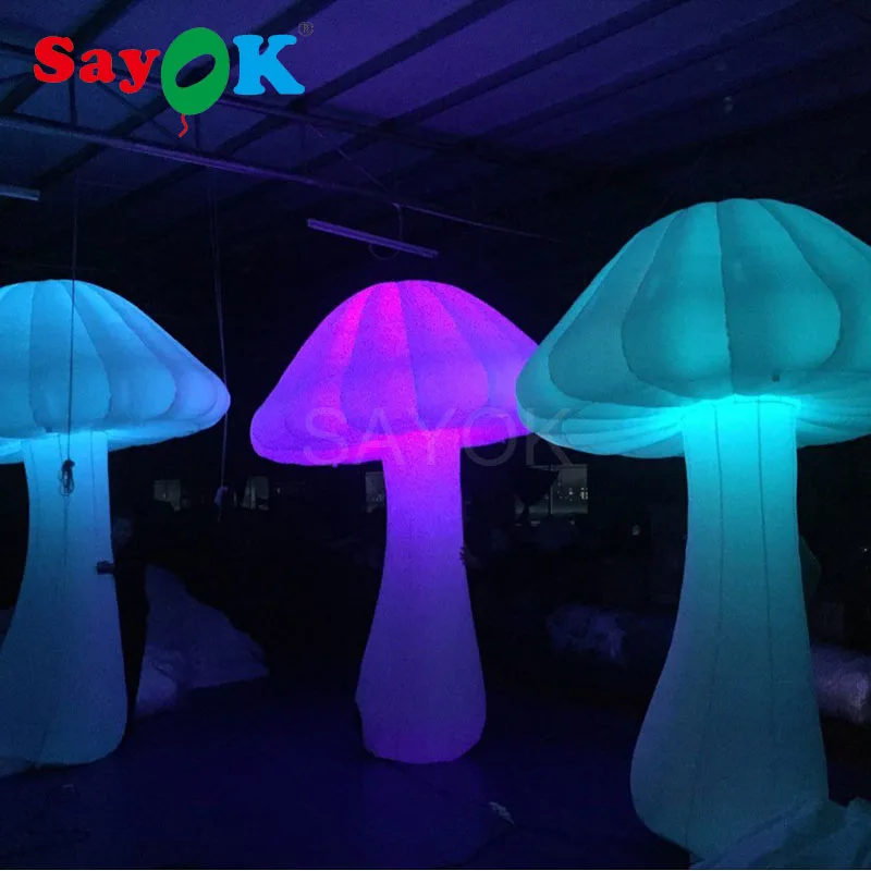 3/4/5m высокое огромный надувной гриб светится в темноте с 16 Цвета светодиодный огнями для мероприятия Свадебная вечеринка украшения
