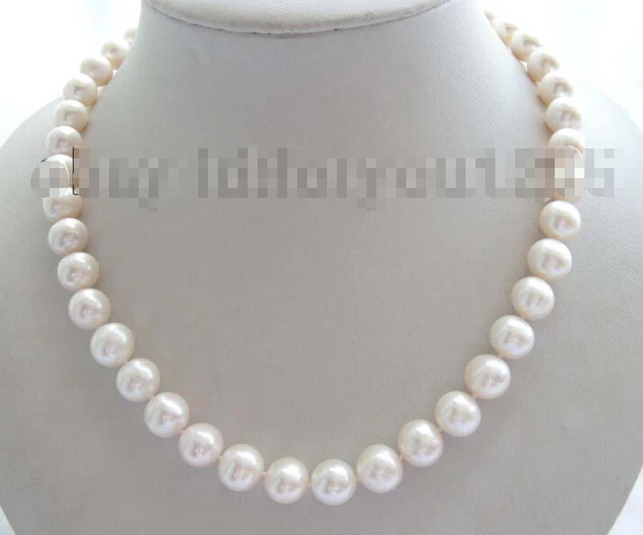

D4 Free shipping >>>>>>17" Natural 11mm White Round Pearl Necklace !