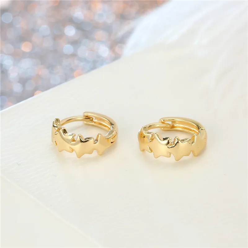 1 пара, милые Креативные маленькие серьги-кольца с дельфинами и звездами, простые блестящие золотые полые круглые серьги в форме цветка, ювелирные изделия E662 - Окраска металла: xing xing