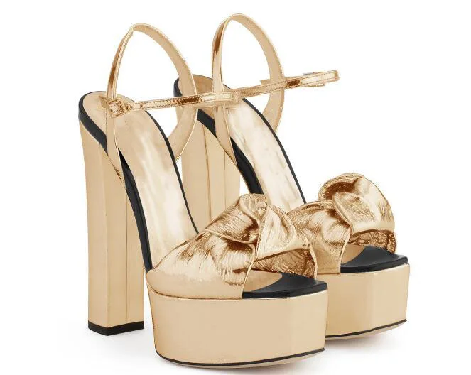 Super high heel high butterfly-knot open toe sandals for woman Ladies gold ankle strap peep toe chunky heel sandals Party shoes Super high heel high butterfly-knot open toe sandals for woman Ladies gold ankle strap peep toe chunky heel sandals Party shoes