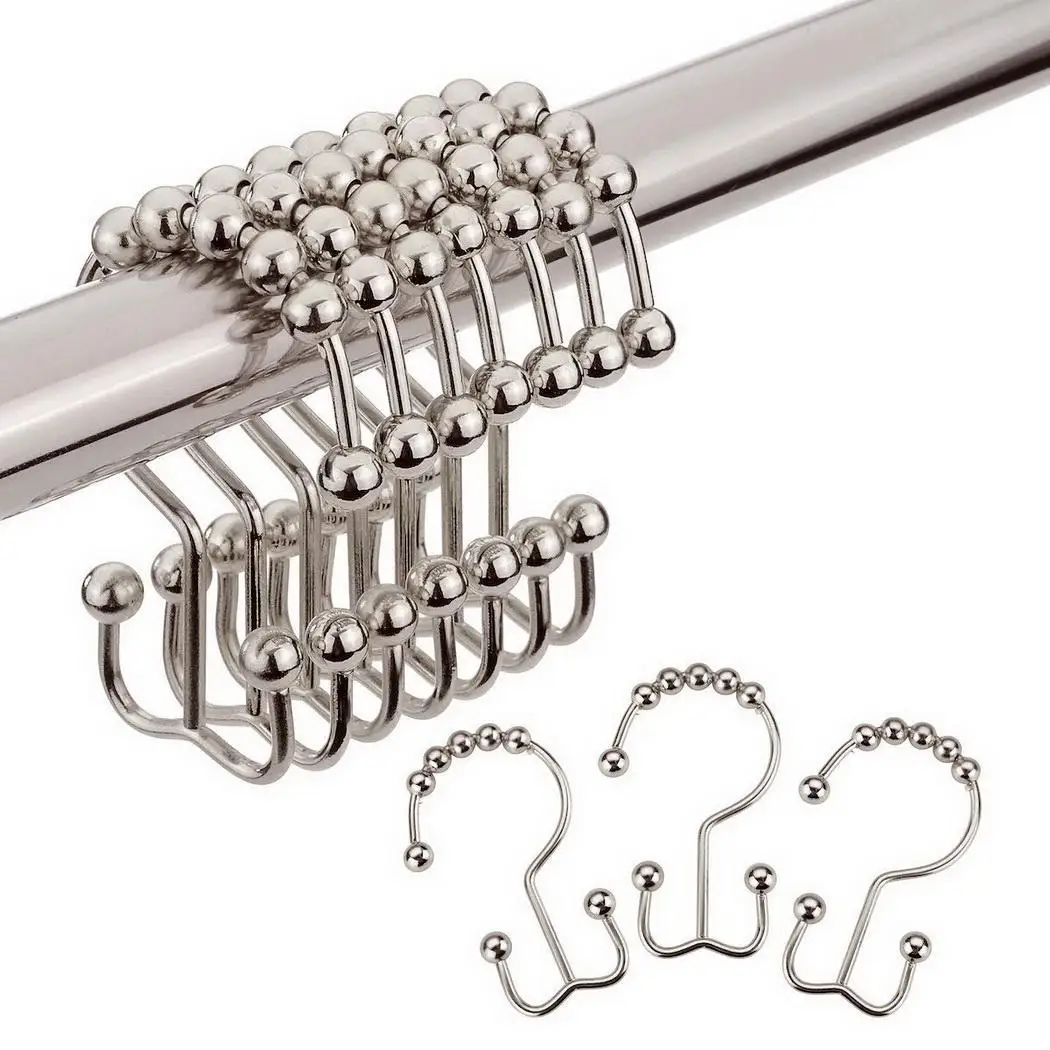 

Home Box Rustproof 0 Double 12Pcs Shower 24kg Round Glide Hooks Steel Hook Curtain 10kg Ring Stainless Double