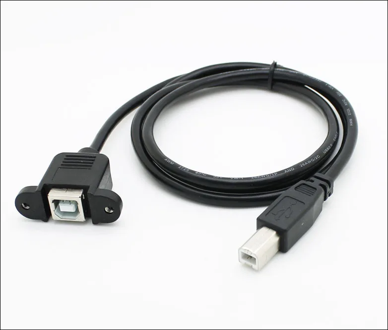 1.5M USB B Male to Female M/F Extension Cable Screw Lock Panel Mount