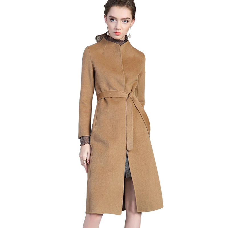 Automne face Femme camel Laine Wollen Manteaux Vestes Femmes Cachemire Manteau Wm120 Ceinture 2018 Deux De Hiver En Qualité Veste Avec Haute Vente Chaude Bleu xgEvav