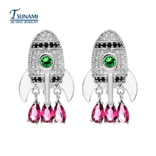 Высокое качество AAA rocket цветные циркониевые серьги идеальная ясность Женщины/девушки ювелирные изделия ER-097