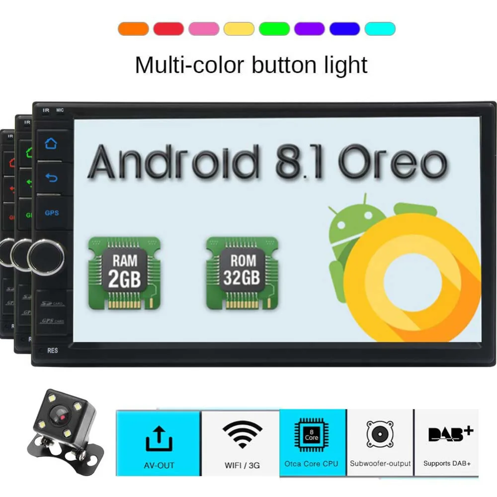 Bluetooth Head Unit support OBD/Wifi/Mirror Link/GPS Navigation/USB/SD Car Radio Stereo Android 8.1 Octa Core RAM 2G ROM 32G GPS Bluetooth Head Unit support OBD/Wifi/Mirror Link/GPS Navigation/USB/SD Car Radio Stereo Android 8.1 Octa Core RAM 2G ROM 32G GPS