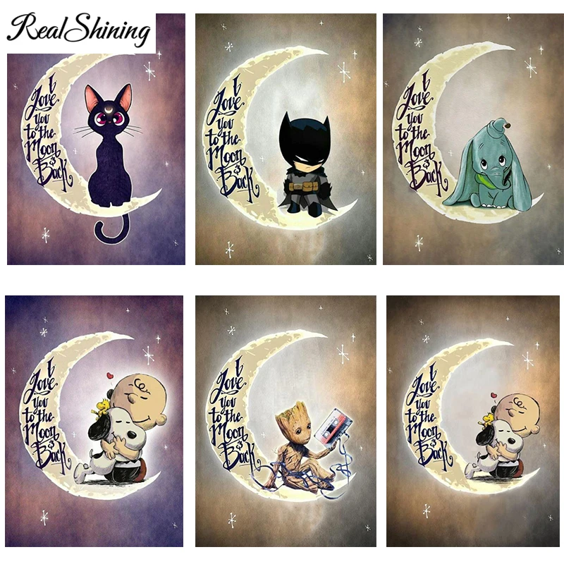 

Diamond embroidery back to the moon love 5d diy full square round resin drill Cross Stitch Rhinestones of picture Mosaic FS6507