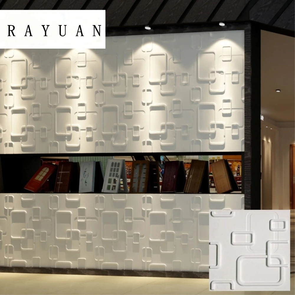 

RAYUAN 4PCS PVC 3D Wall Stickers White Wall Panel Flame-retardant Waterproof Wallpaper Living Room Shop Home Decor 30x30CM