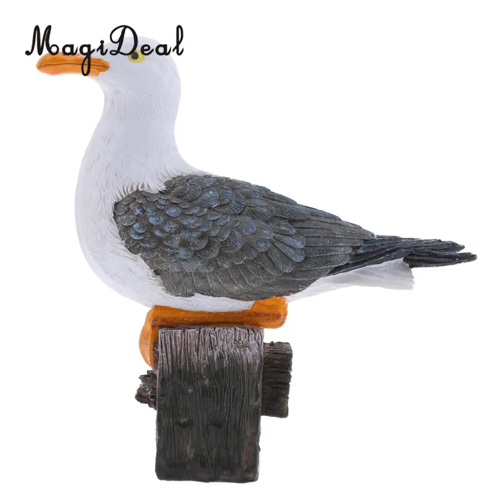 MagiDeal 1 Piece Seagull Sea Wild Bird Model Statue Figurine Crafts Figure Ornament Miniatures Garden Lawn Decor