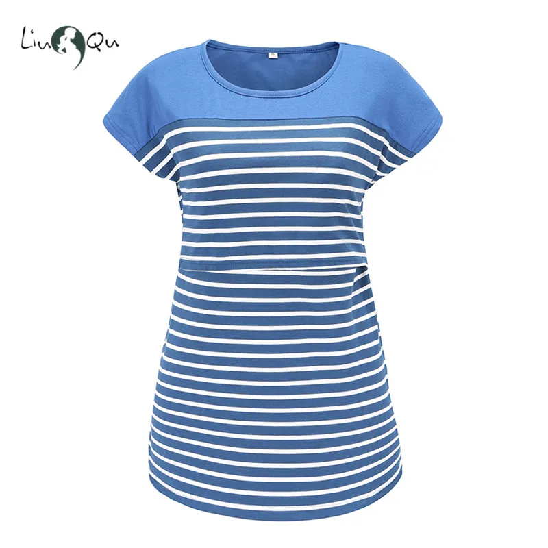 

Womens Striped Nurse Breastfeeding Shirt Maternity Clothes Pregnant Clothes Nursing Tops Pregnancy Shirt Loose Tunic Mama Tops