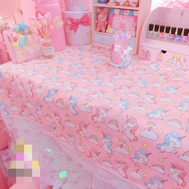 

100x160cm Cartoon My Melody Unicorn Christmas Waterproof Tablecloth Set Birthday Party Decoration Children's Gift Pink Series
