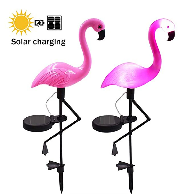 Movido a Energia Livre à Prova Lâmpada do Gramado Luz ao ar Flamingo Parque Solar Jardim Pico Chão d' Água Decorativos Caminho Quintal Passarela Decor Luz 7 Lâmpadas solares