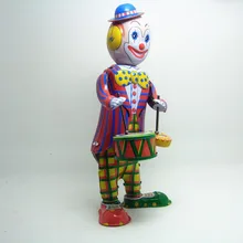 [Забавная] Классическая Коллекция Ретро заводная металлическая ходьба жестяная игрушка барабанный клоун барабанщик робот механические игрушки Детский подарок