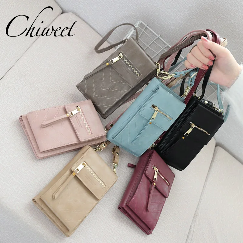 

Women Long Wallet Thin Luxury Brand Clutch Ladies Purses Crossbody Bags Multifunction Girls PU Leather Mini Satchel Shuolder Bag