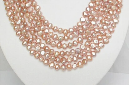 

huij 002390 Genuine 6row 7mm 17" baroque lavender freshwater pearl necklace