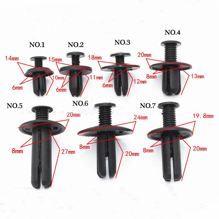 50pcs NO.7 Car Plastic Screw Fastener Clip for Retainer Bumper Fender