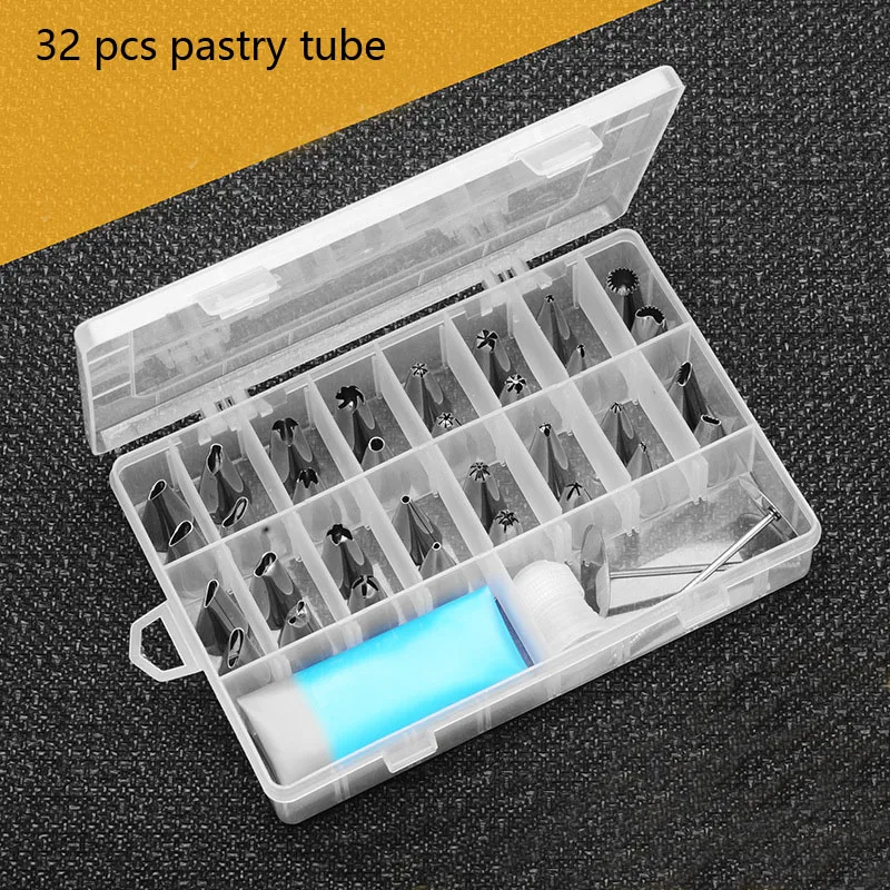 

32Pcs/Set Stainless Steel Pastry Nozzle Cup Cake Decor Tips Baking Tools Metal Cake Pastry Bag with Nozzles for Cream Set Kit