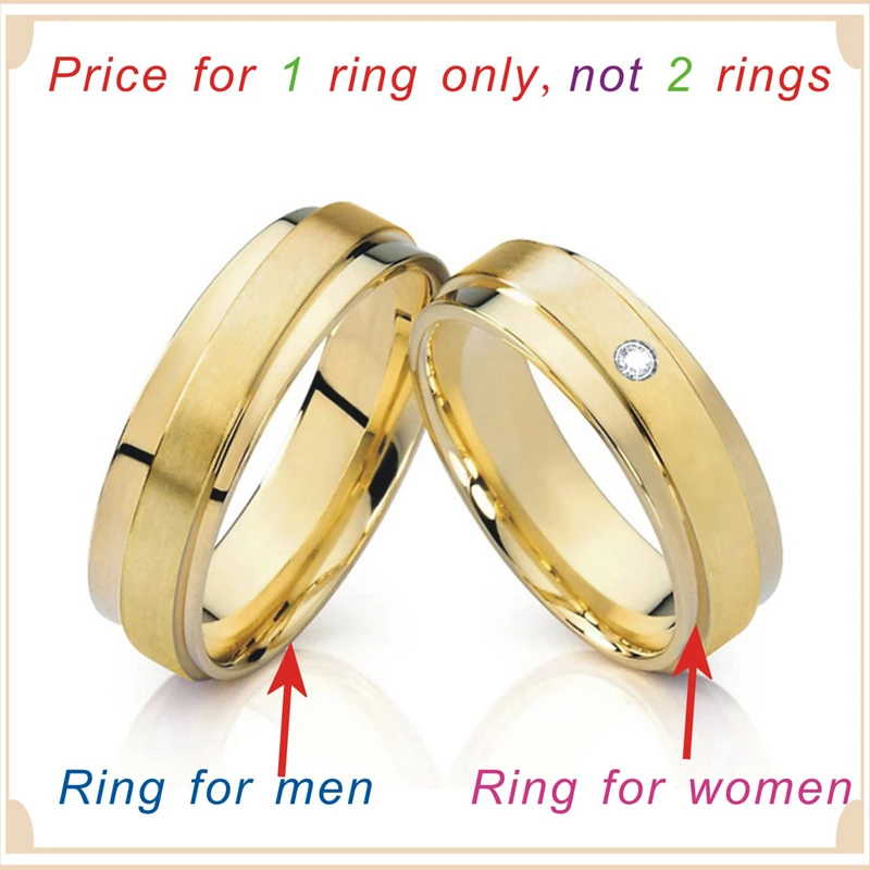 Gold color Promise alliance Wedding Band Couple Rings pair set infinite men's rings women's rings jewelry Bague anel anillos  (5)