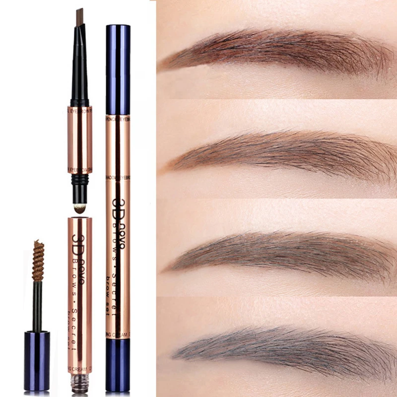 

NOVO 3 in 1 Rotation Eye Brow Tint Cosmetics Natural Long Lasting Paint Tattoo Eyebrow Waterproof Black Brown Eyebrow Pencil