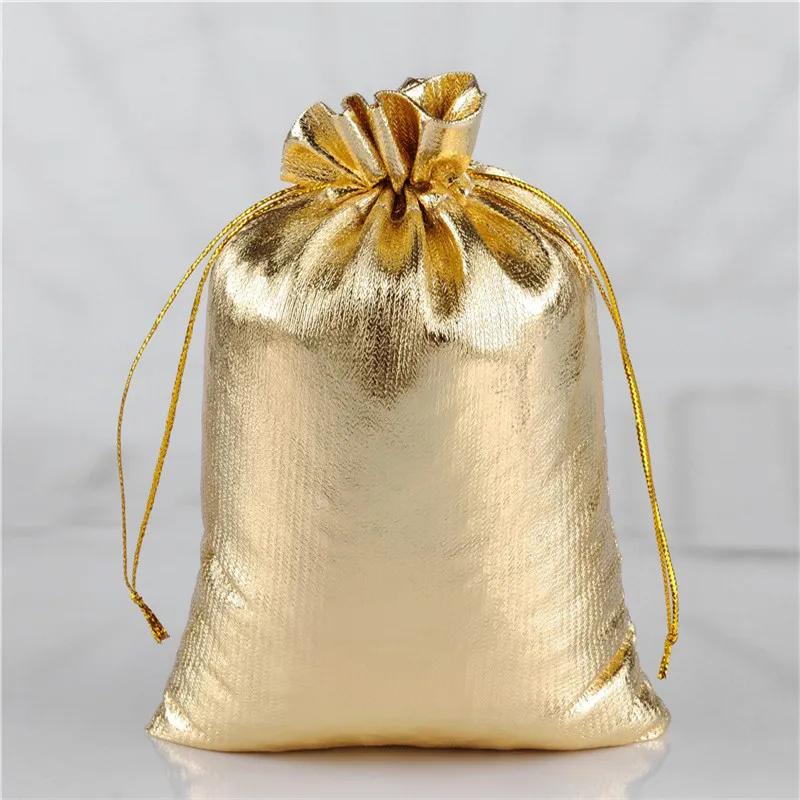50 шт. золотого/серебряного цвета пыленепроницаемые мешочки, Подарочные ювелирные изделия, нежные мягкие гладкие струнги, популярные сумки, 4 размера на выбор - Цвет: golden