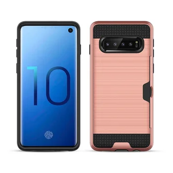 

50pcs/lot Wire drawing Card TPU+PC new cover case for samsung galaxy S6 S7 S6 S7 edge S8 S8 plus S9 S9 plus S10 lite plus cover
