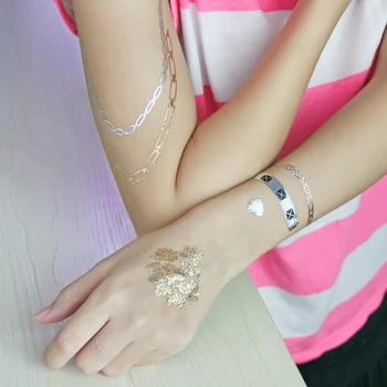 

Professional 3 Sheets Body Art Beauty Makeup Tattoos Health Beauty Coloured Drawing Pattern Flash Tatoo Metal Temporary Tattoos