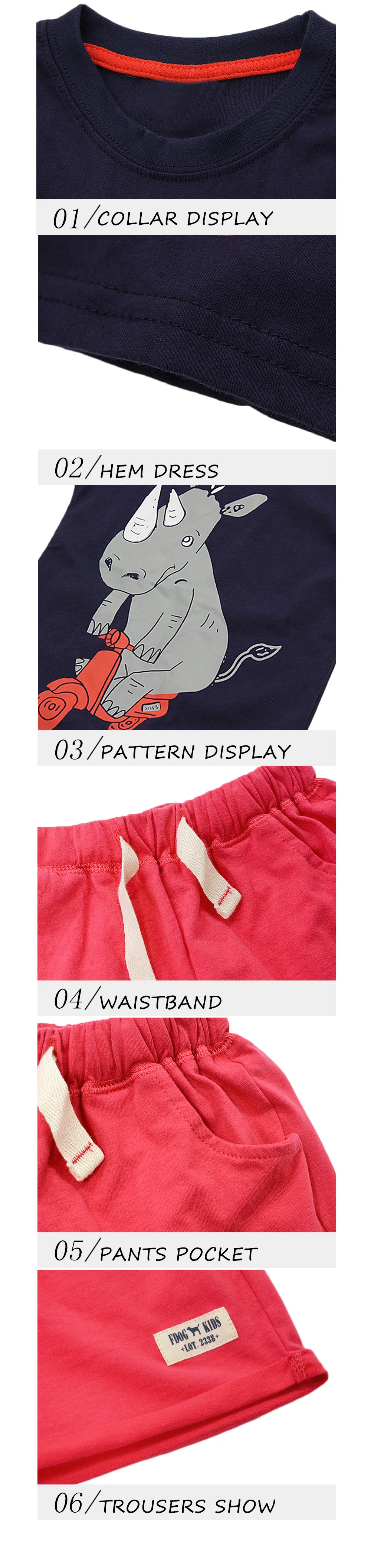 BINIDUCKLING/ г. летние комплекты одежды для мальчиков детские футболки без рукавов с рисунком носорога, штаны, шорты Детская одежда для малышей