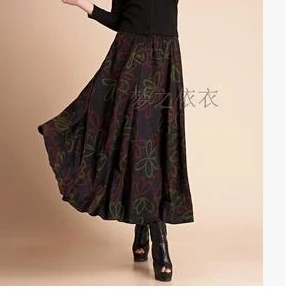 Новая эластичная резинка на талии больше ткани, чтобы держать теплую цветочную юбку юбка Джокер бюст юбки qiu dong длинная юбка - Цвет: 14