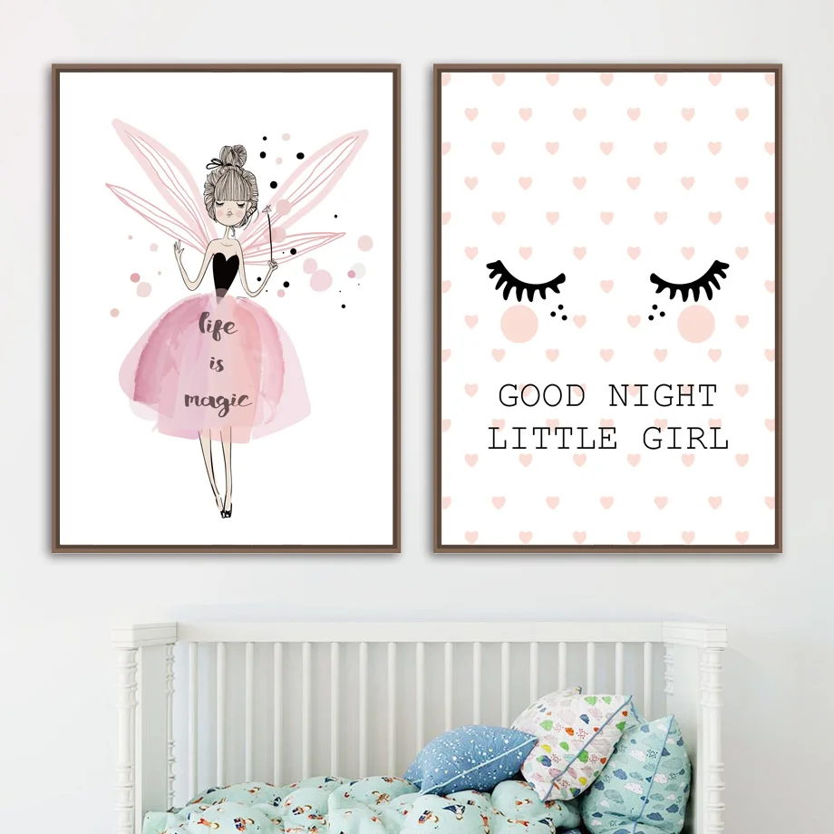 

Cartoon Fairy Eyelashes Nordic Posters And Prints Wall Art Canvas Painting Pop Art Print Wall Pictures Kids Room Girl Room Decor