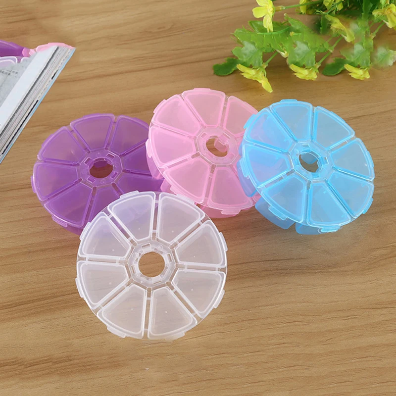 

8 Cells Round Storage Box For DIY Handwork Sewing Jewelry Beads Buttons Accessories Tools Home Storage Box Crafts Organizer