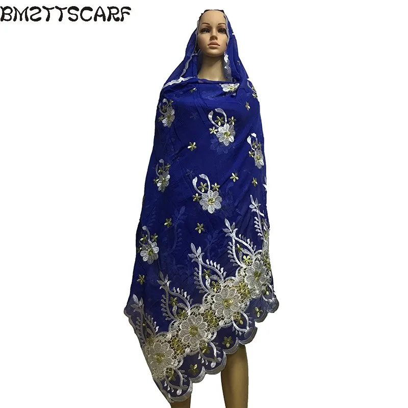 

2019 Latest African Women Scarf muslim embroidery scarf big scarf for shawls wraps 100% cotton scarf