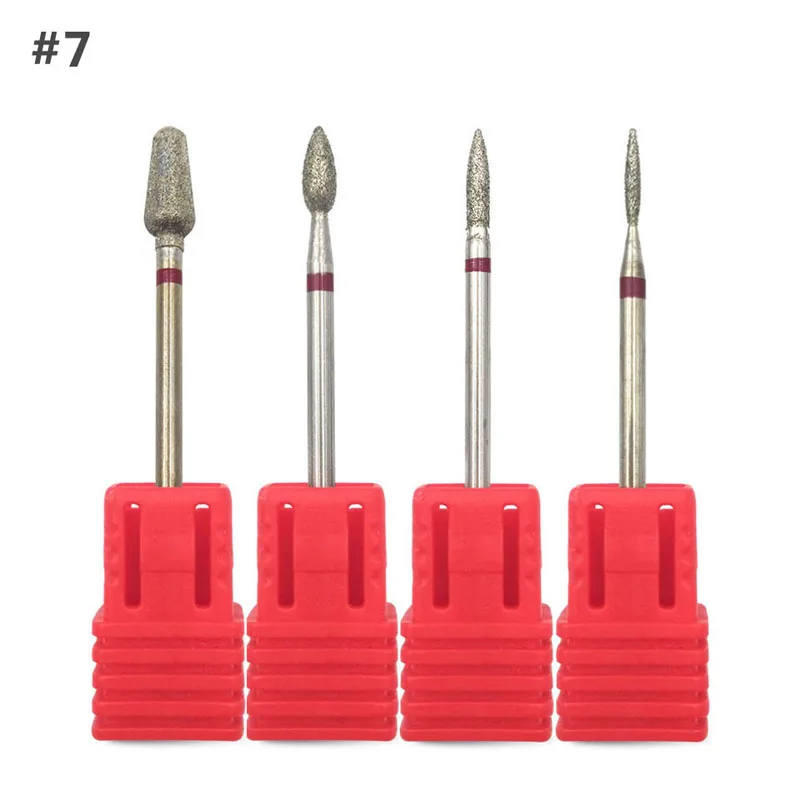 

HYTOOS 4Pcs Diamond Nail Drill Bit Set 3/32" Manicure Bits Rotary Cuticle Burr Drill Accessories Nail Mills Nail Art Tool D7