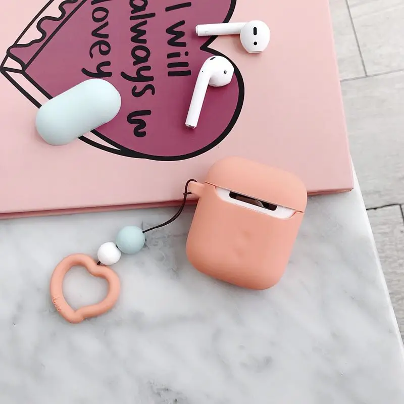 Контрастный карамельный цвет чехол для гарнитура для airpods чехол s Love ремни Мягкий силиконовый корпус чехол для наушников для Air Pods