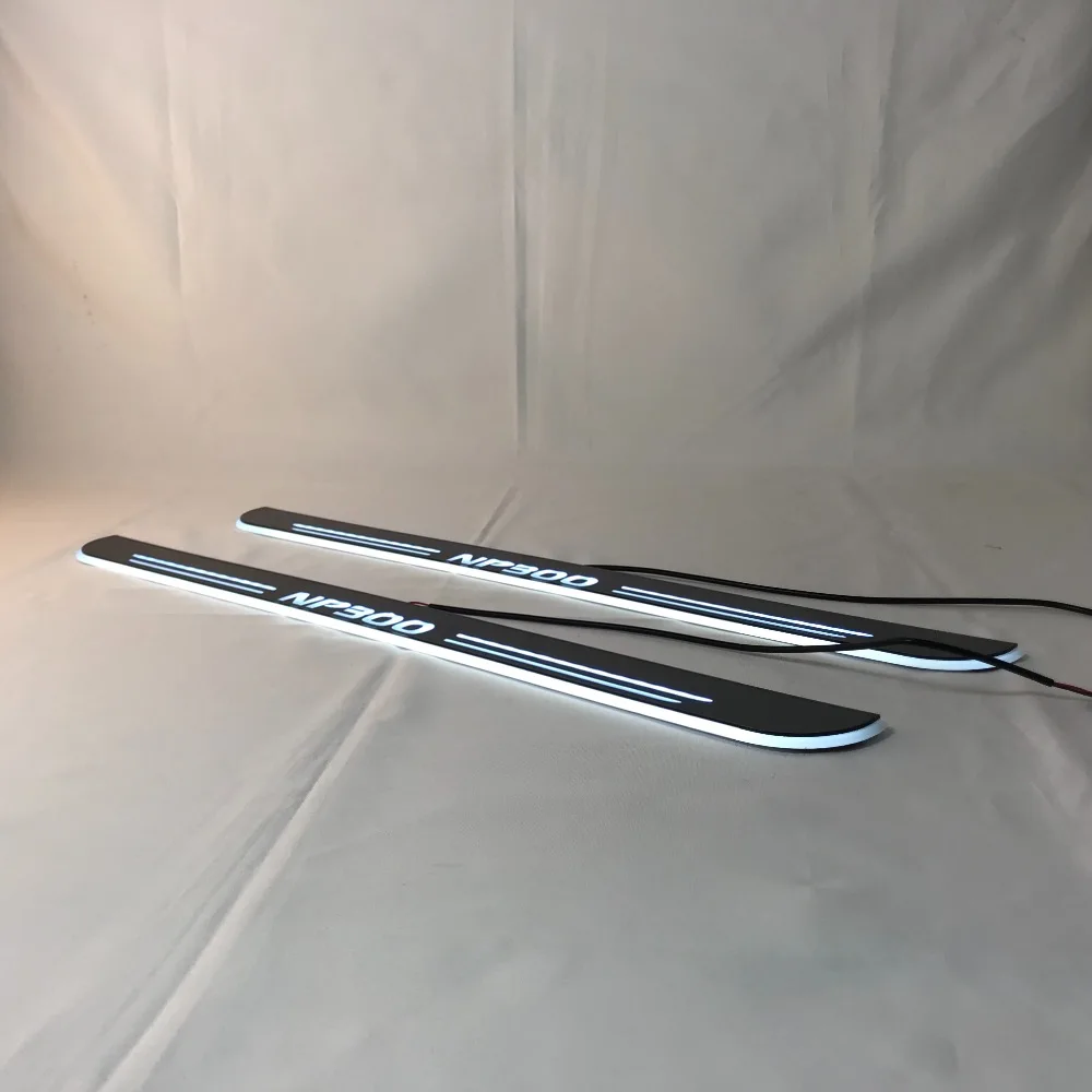 RQXR led движущиеся двери потертости для Nissan np300 динамический порог пластина плоская подкладка наложения потока/натюрморт света, 2 шт