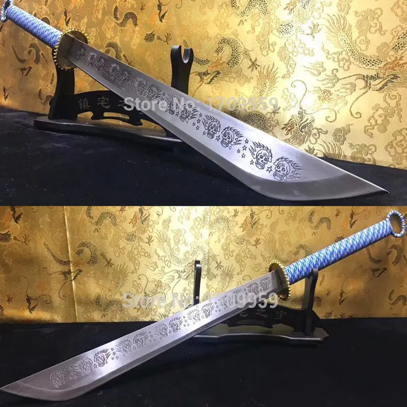 Long Handle KungFu Da Dao Outdoors Fighting Knife Strong High Manganese ...